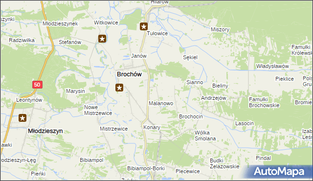 mapa Brochów-Kolonia, Brochów-Kolonia na mapie Targeo