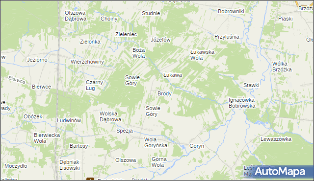 mapa Brody gmina Jastrzębia, Brody gmina Jastrzębia na mapie Targeo