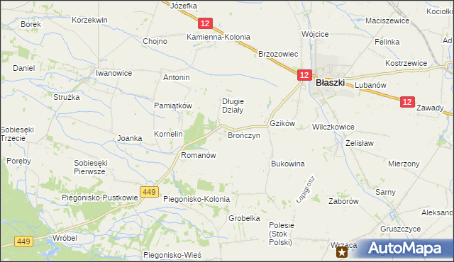 mapa Brończyn, Brończyn na mapie Targeo