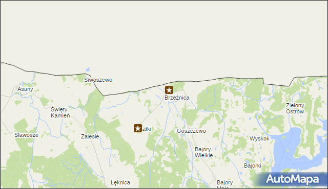 mapa Brzeźnica gmina Srokowo, Brzeźnica gmina Srokowo na mapie Targeo