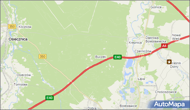 mapa Buczek gmina Bolesławiec, Buczek gmina Bolesławiec na mapie Targeo