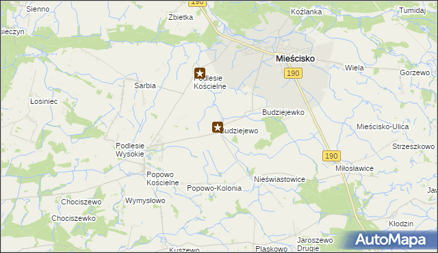 mapa Budziejewo, Budziejewo na mapie Targeo