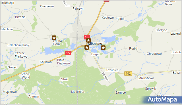 mapa Bugaj gmina Miłosław, Bugaj gmina Miłosław na mapie Targeo