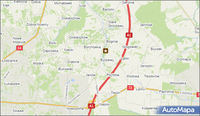 mapa Byszewy, Byszewy na mapie Targeo