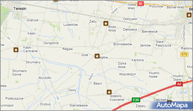 mapa Cegłów gmina Baranów, Cegłów gmina Baranów na mapie Targeo