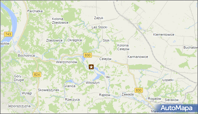 mapa Celejów gmina Wąwolnica, Celejów gmina Wąwolnica na mapie Targeo