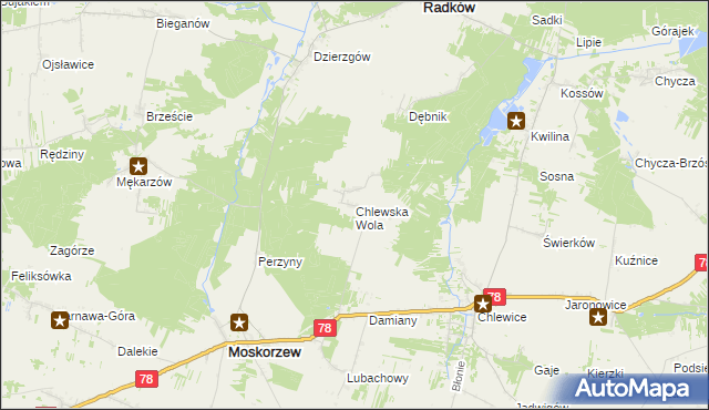 mapa Chlewska Wola, Chlewska Wola na mapie Targeo