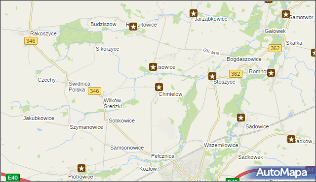 mapa Chmielów gmina Kostomłoty, Chmielów gmina Kostomłoty na mapie Targeo