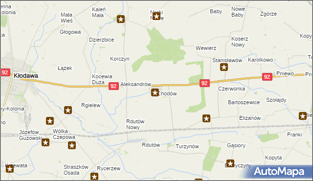 mapa Chodów powiat kolski, Chodów powiat kolski na mapie Targeo