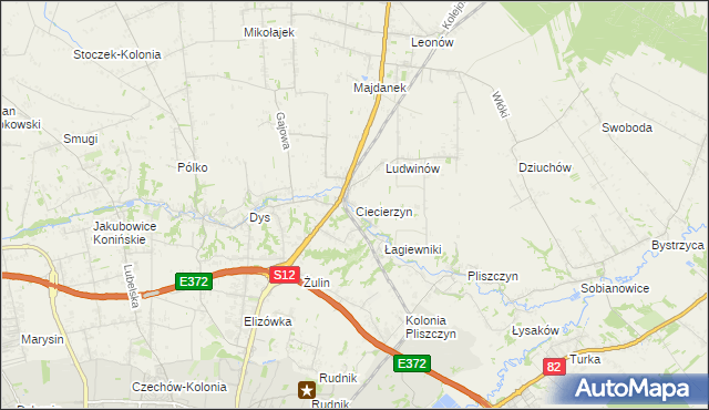 mapa Ciecierzyn gmina Niemce, Ciecierzyn gmina Niemce na mapie Targeo