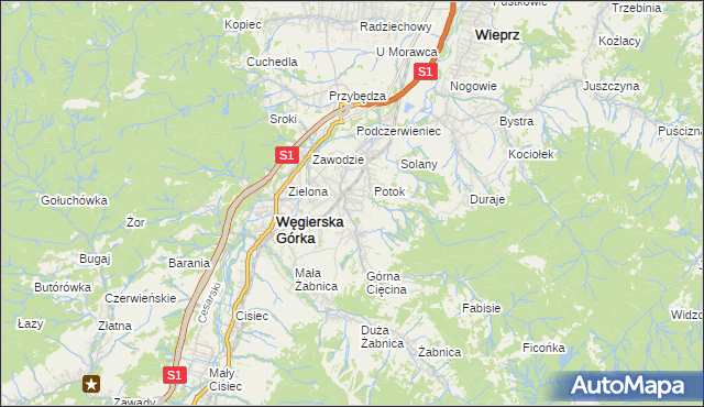 mapa Cięcina, Cięcina na mapie Targeo