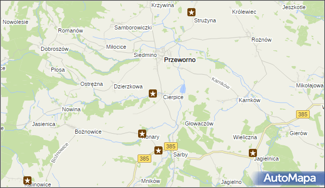 mapa Cierpice gmina Przeworno, Cierpice gmina Przeworno na mapie Targeo