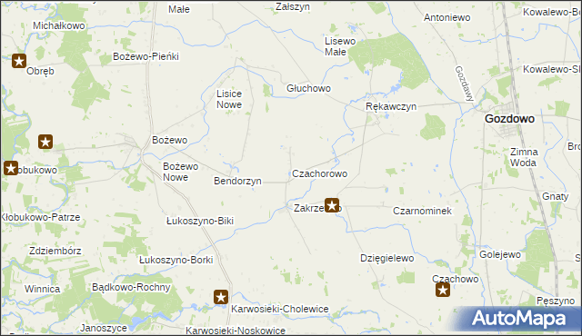 mapa Czachorowo gmina Gozdowo, Czachorowo gmina Gozdowo na mapie Targeo