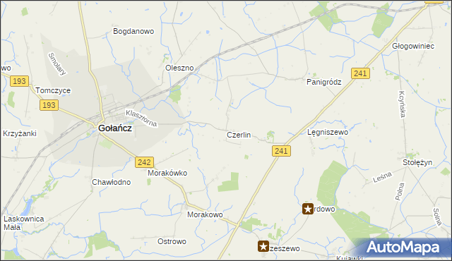 mapa Czerlin gmina Gołańcz, Czerlin gmina Gołańcz na mapie Targeo