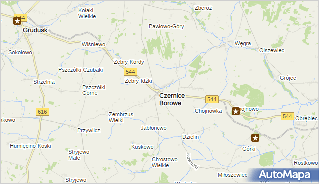 mapa Czernice Borowe, Czernice Borowe na mapie Targeo
