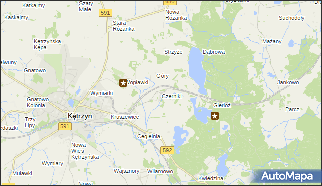 mapa Czerniki gmina Kętrzyn, Czerniki gmina Kętrzyn na mapie Targeo