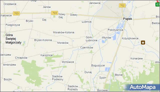 mapa Czerników gmina Piątek, Czerników gmina Piątek na mapie Targeo