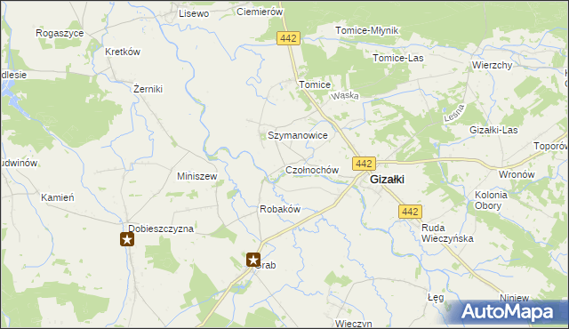 mapa Czołnochów, Czołnochów na mapie Targeo