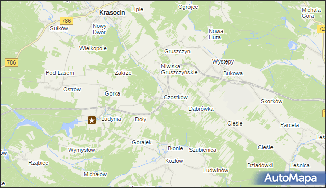 mapa Czostków gmina Krasocin, Czostków gmina Krasocin na mapie Targeo