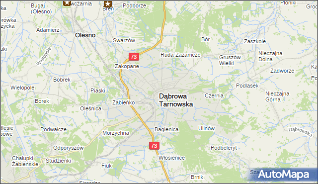 mapa Dąbrowa Tarnowska, Dąbrowa Tarnowska na mapie Targeo