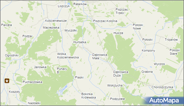 mapa Dąbrowica Mała, Dąbrowica Mała na mapie Targeo