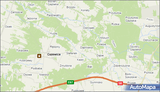 mapa Dąbrówka gmina Galewice, Dąbrówka gmina Galewice na mapie Targeo