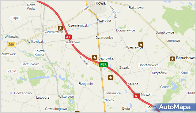 mapa Dąbrówka gmina Kowal, Dąbrówka gmina Kowal na mapie Targeo