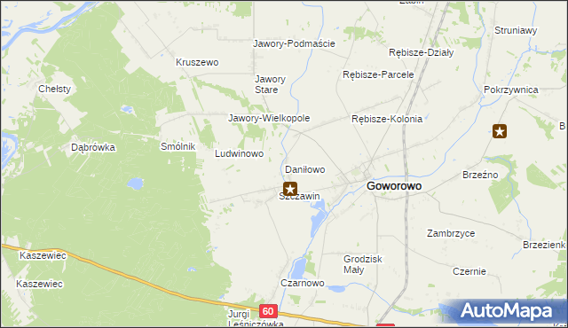 mapa Daniłowo gmina Goworowo, Daniłowo gmina Goworowo na mapie Targeo