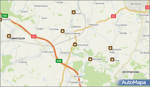 mapa Dankowice gmina Żukowice, Dankowice gmina Żukowice na mapie Targeo