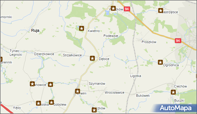 mapa Dębice gmina Malczyce, Dębice gmina Malczyce na mapie Targeo