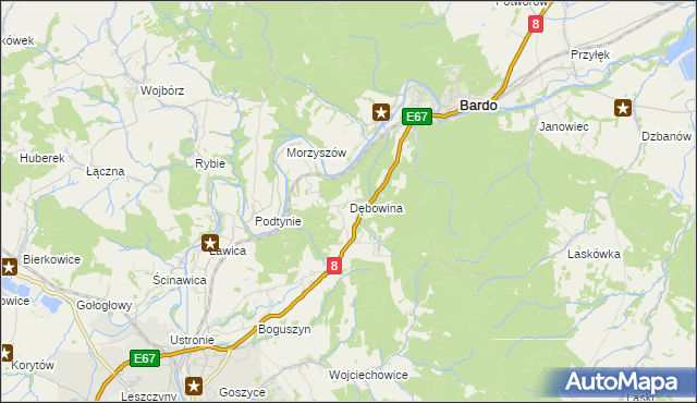 mapa Dębowina, Dębowina na mapie Targeo