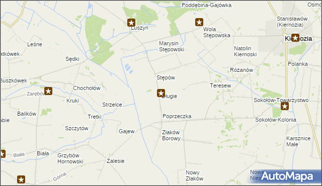 mapa Długie gmina Kiernozia, Długie gmina Kiernozia na mapie Targeo