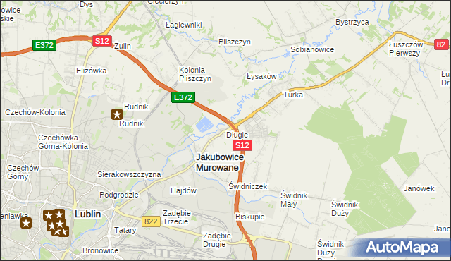 mapa Długie gmina Wólka, Długie gmina Wólka na mapie Targeo