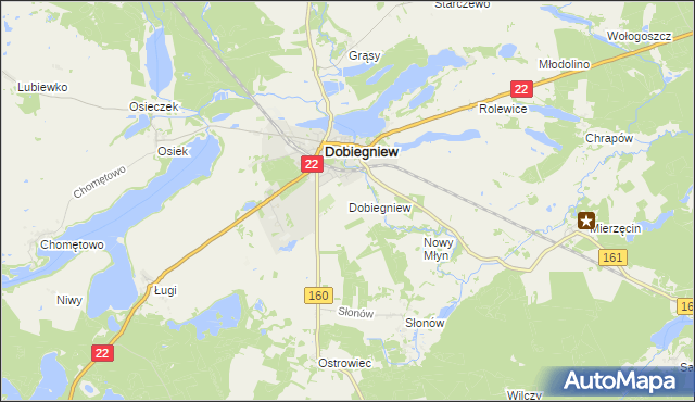 mapa Dobiegniew powiat strzelecko-drezdenecki, Dobiegniew powiat strzelecko-drezdenecki na mapie Targeo