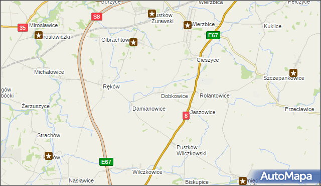 mapa Dobkowice gmina Kobierzyce, Dobkowice gmina Kobierzyce na mapie Targeo