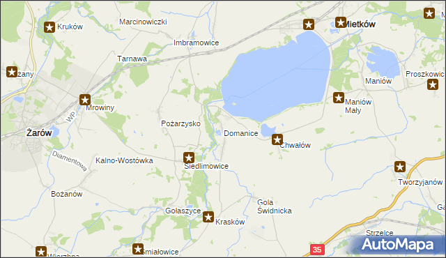 mapa Domanice gmina Mietków, Domanice gmina Mietków na mapie Targeo