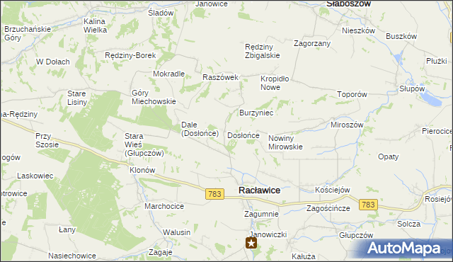 mapa Dosłońce, Dosłońce na mapie Targeo