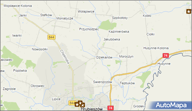 mapa Dziekanów, Dziekanów na mapie Targeo