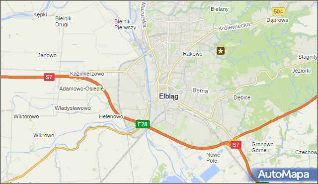 mapa Elbląga, Elbląg na mapie Targeo