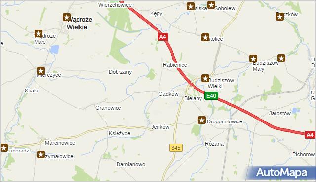 mapa Gądków, Gądków na mapie Targeo