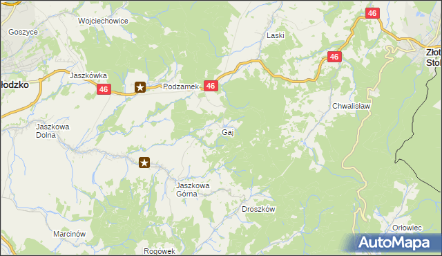 mapa Gaj gmina Kłodzko, Gaj gmina Kłodzko na mapie Targeo