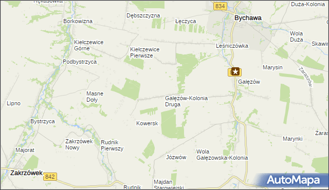 mapa Gałęzów-Kolonia Druga, Gałęzów-Kolonia Druga na mapie Targeo