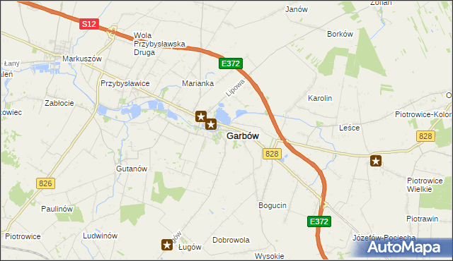 mapa Garbów powiat lubelski, Garbów powiat lubelski na mapie Targeo