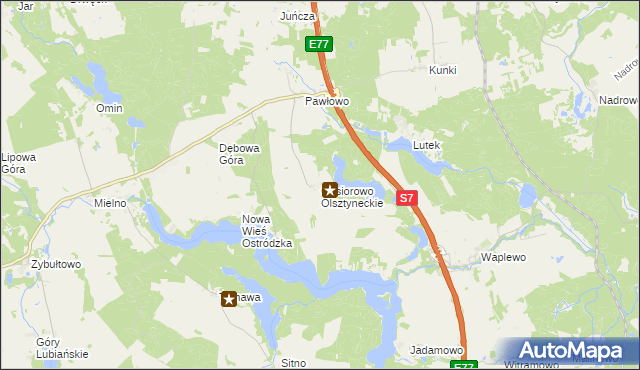 mapa Gąsiorowo Olsztyneckie, Gąsiorowo Olsztyneckie na mapie Targeo