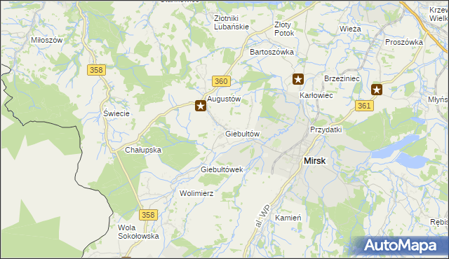 mapa Giebułtów gmina Mirsk, Giebułtów gmina Mirsk na mapie Targeo