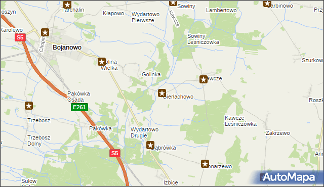 mapa Gierłachowo gmina Bojanowo, Gierłachowo gmina Bojanowo na mapie Targeo