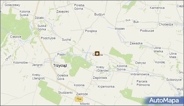 mapa Glanów, Glanów na mapie Targeo