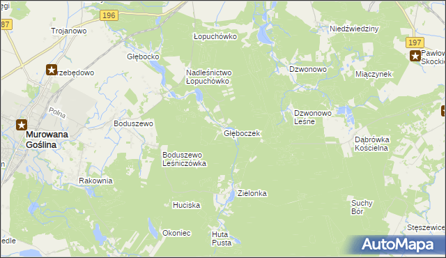 mapa Głęboczek gmina Murowana Goślina, Głęboczek gmina Murowana Goślina na mapie Targeo