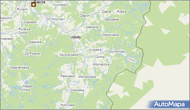 mapa Glinka gmina Ujsoły, Glinka gmina Ujsoły na mapie Targeo