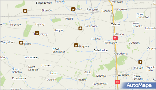 mapa Głogowa gmina Krośniewice, Głogowa gmina Krośniewice na mapie Targeo